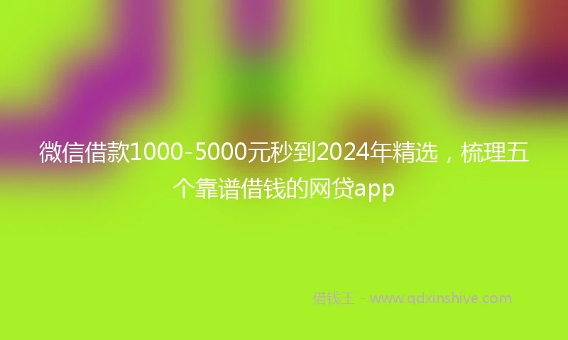 微信借款1000-5000元秒到2024年精选，梳理五个靠谱借钱的网贷app