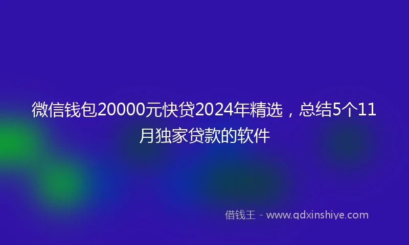 微信钱包20000元快贷2024年精选,总结5个11月独家贷款的软件