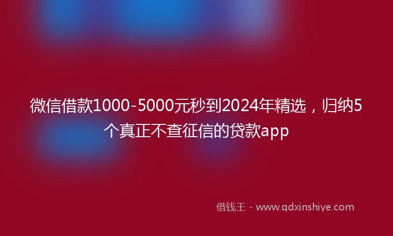 微信借款1000-5000元秒到2024年精选，归纳5个真正不查征信的贷款app