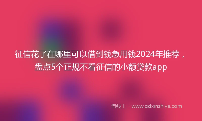 征信花了在哪里可以借到钱急用钱2024年推荐，盘点5个正规不看征信的小额贷款app