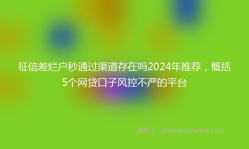 征信差烂户秒通过渠道存在吗2024年推荐，概括5个网贷口子风控不严的平台