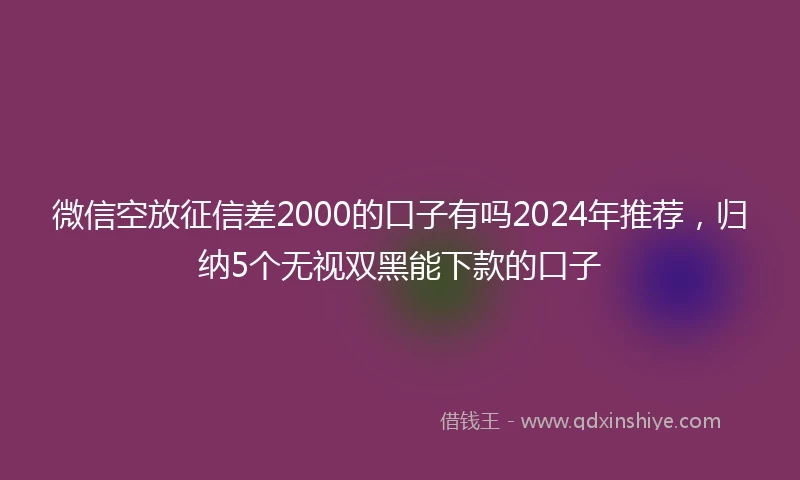 微信空放征信差2000的口子有吗2024年推荐，归纳5个无视双黑能下款的口子