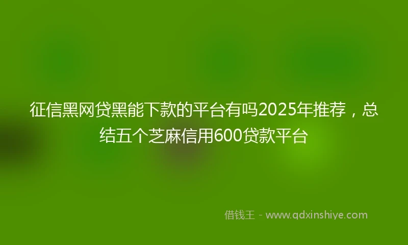 征信黑网贷黑能下款的平台有吗2025年推荐，总结五个芝麻信用600贷款平台