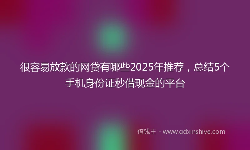 很容易放款的网贷有哪些2025年推荐，总结5个手机身份证秒借现金的平台