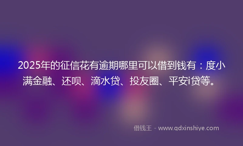 2025年的征信花有逾期哪里可以借到钱有：度小满金融、还呗、滴水贷、投友圈、平安i贷等。