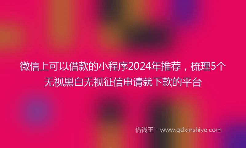 微信上可以借款的小程序2024年推荐，梳理5个无视黑白无视征信申请就下款的平台