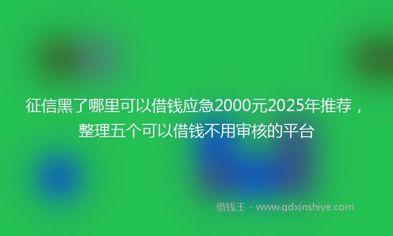 征信黑了哪里可以借钱应急2000元2025年推荐，整理五个可以借钱不用审核的平台