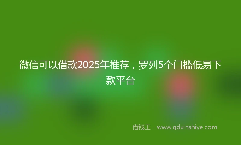 微信可以借款2025年推荐，罗列5个门槛低易下款平台