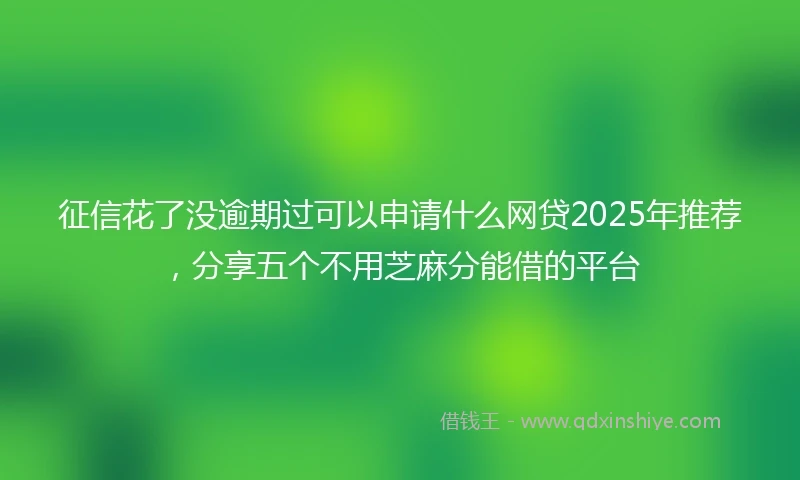 征信花了没逾期过可以申请什么网贷2025年推荐，分享五个不用芝麻分能借的平台