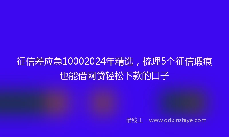 征信差应急10002024年精选，梳理5个征信瑕疵也能借网贷轻松下款的口子