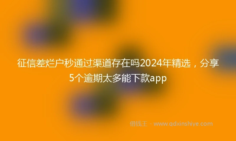 征信差烂户秒通过渠道存在吗2024年精选，分享5个逾期太多能下款app