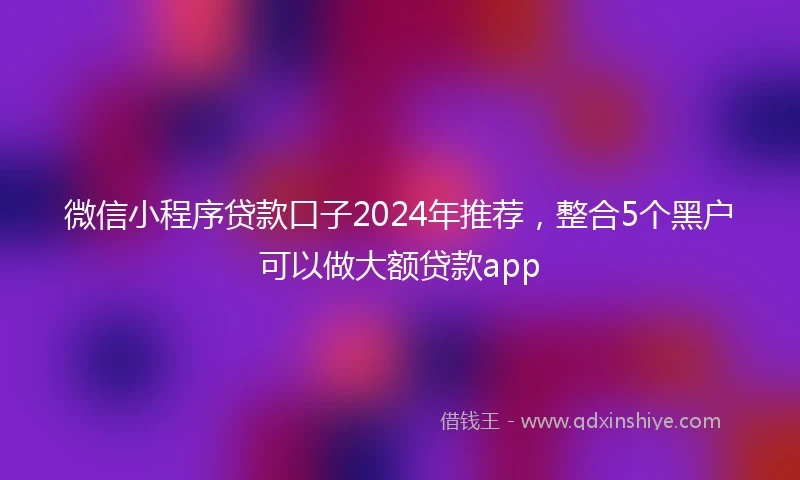 微信小程序贷款口子2024年推荐，整合5个黑户可以做大额贷款app