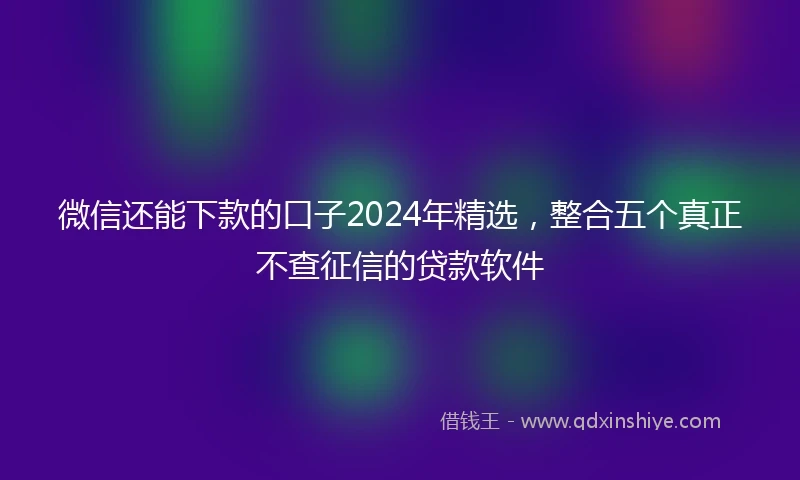 微信还能下款的口子2024年精选，整合五个真正不查征信的贷款软件