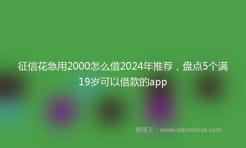 征信花急用2000怎么借2024年推荐，盘点5个满19岁可以借款的app