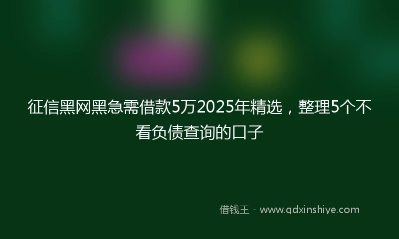 征信黑网黑急需借款5万2025年精选，整理5个不看负债查询的口子