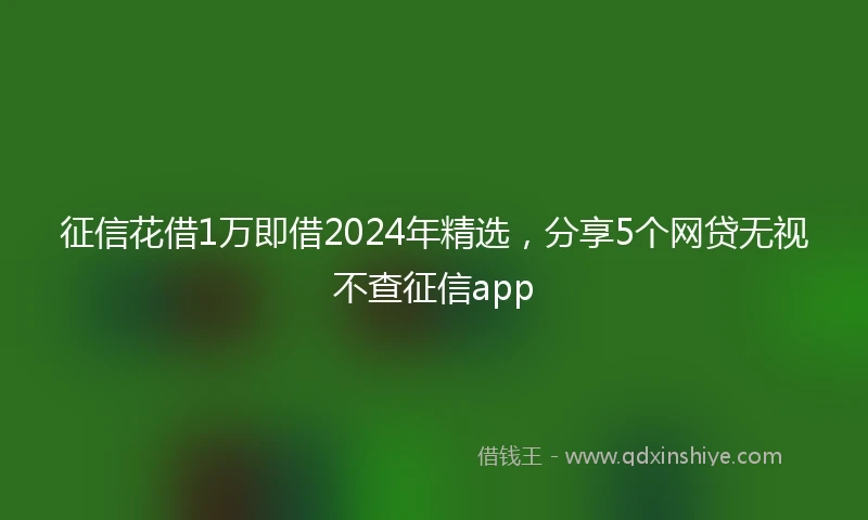 征信花借1万即借2024年精选，分享5个网贷无视不查征信app