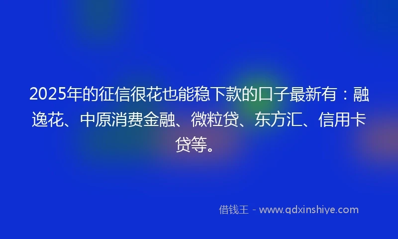 2025年的征信很花也能稳下款的口子最新有：融逸花、中原消费金融、微粒贷、东方汇、信用卡贷等。