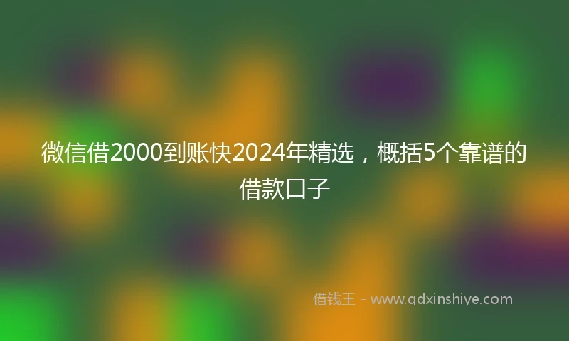 微信借2000到账快2024年精选，概括5个靠谱的借款口子