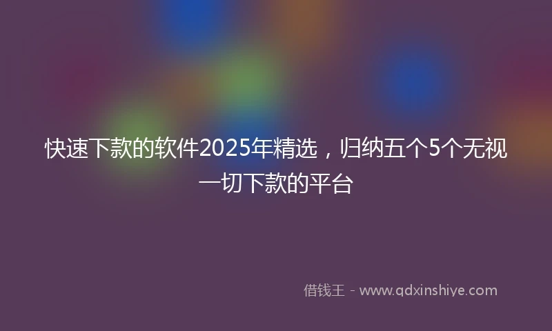 快速下款的软件2025年精选,归纳五个5个无视一切下款的平台