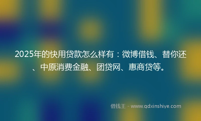 2025年的快用贷款怎么样有：微博借钱、替你还、中原消费金融、团贷网、惠商贷等。