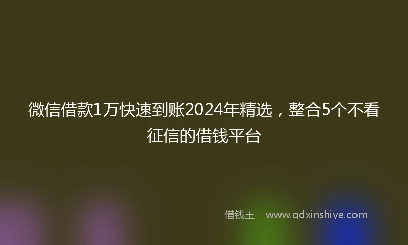 微信借款1万快速到账2024年精选，整合5个不看征信的借钱平台