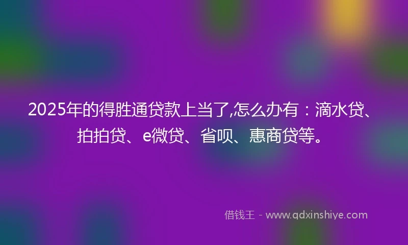 2025年的得胜通贷款上当了,怎么办有：滴水贷、拍拍贷、e微贷、省呗、惠商贷等。