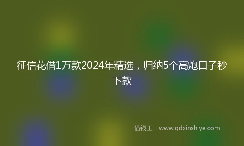 征信花借1万款2024年精选，归纳5个高炮口子秒下款