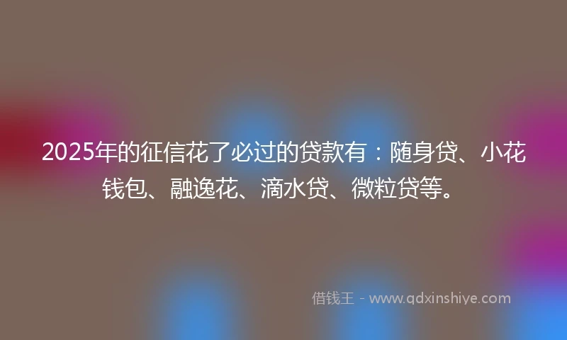 2025年的征信花了必过的贷款有：随身贷、小花钱包、融逸花、滴水贷、微粒贷等。