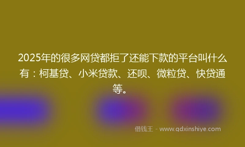 2025年的很多网贷都拒了还能下款的平台叫什么有：柯基贷、小米贷款、还呗、微粒贷、快贷通等。