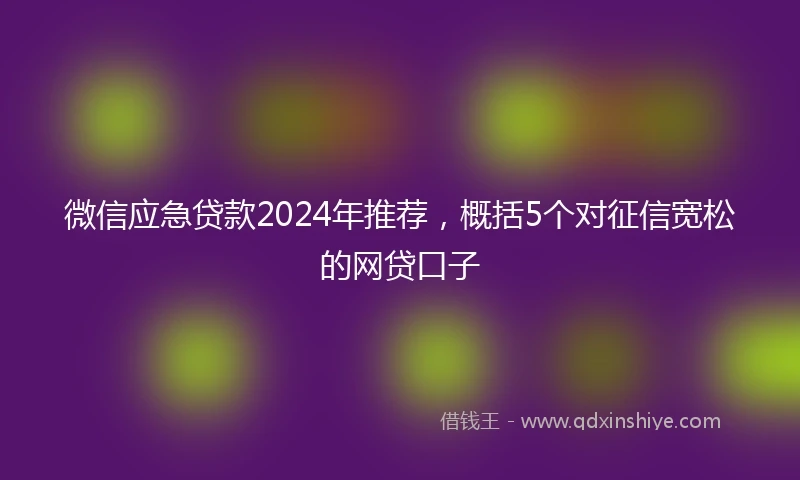 微信应急贷款2024年推荐，概括5个对征信宽松的网贷口子