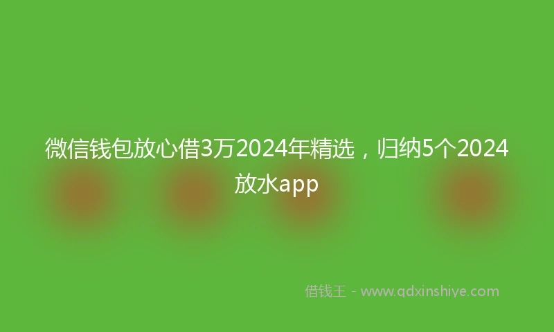微信钱包放心借3万2024年精选，归纳5个2024放水app