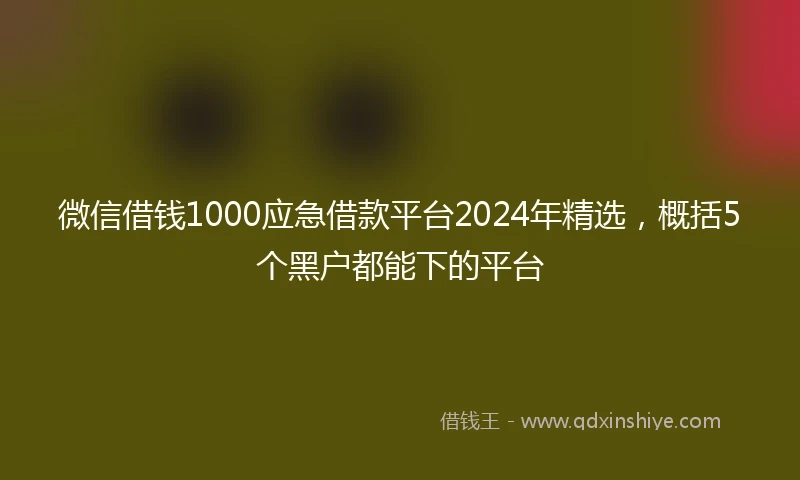 微信借钱1000应急借款平台2024年精选，概括5个黑户都能下的平台