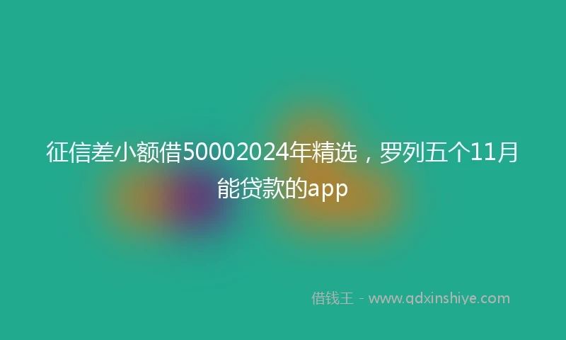 征信差小额借50002024年精选，罗列五个11月能贷款的app