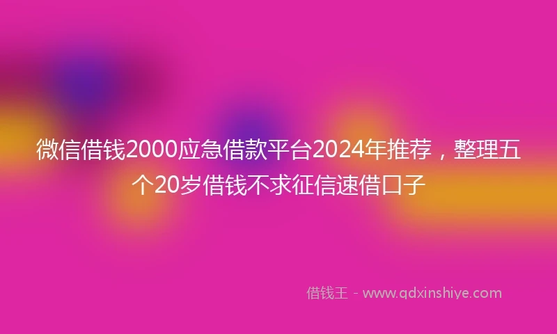 微信借钱2000应急借款平台2024年推荐，整理五个20岁借钱不求征信速借口子