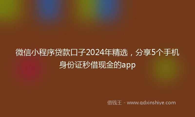 微信小程序贷款口子2024年精选，分享5个手机身份证秒借现金的app