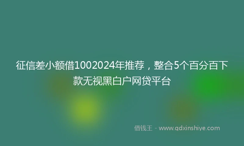 征信差小额借1002024年推荐，整合5个百分百下款无视黑白户网贷平台