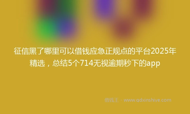 征信黑了哪里可以借钱应急正规点的平台2025年精选，总结5个714无视逾期秒下的app