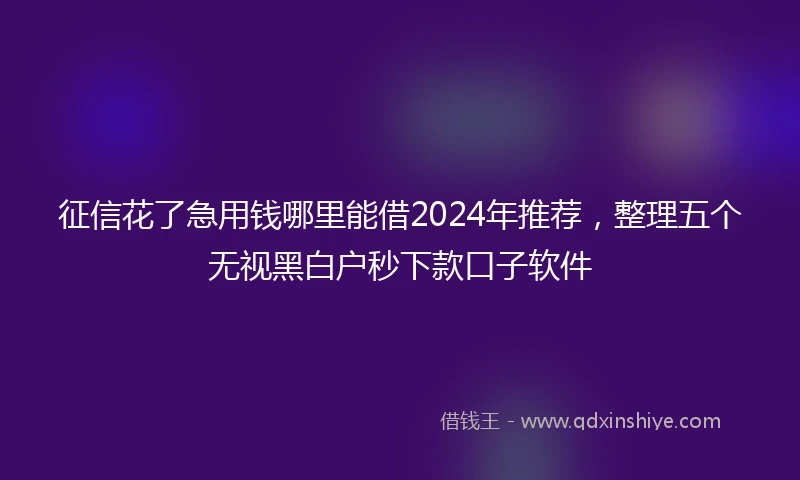 征信花了急用钱哪里能借2024年推荐，整理五个无视黑白户秒下款口子软件