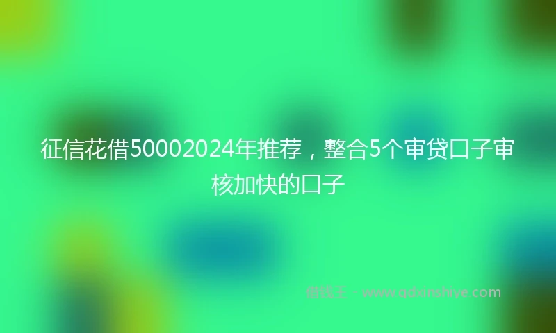 征信花借50002024年推荐，整合5个审贷口子审核加快的口子