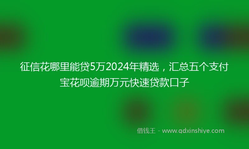 征信花哪里能贷5万2024年精选，汇总五个支付宝花呗逾期万元快速贷款口子