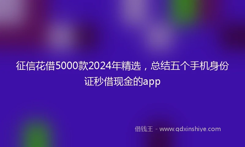 征信花借5000款2024年精选，总结五个手机身份证秒借现金的app