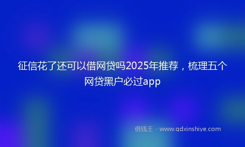 征信花了还可以借网贷吗2025年推荐，梳理五个网贷黑户必过app