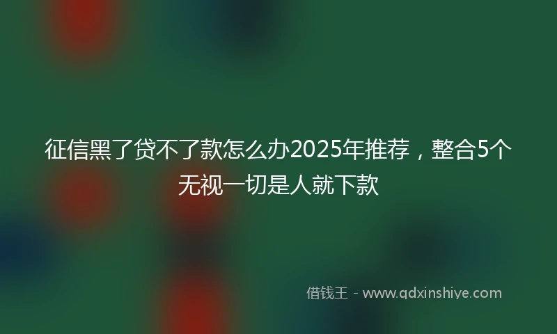 征信黑了贷不了款怎么办2025年推荐,整合5个无视一切是人就下款