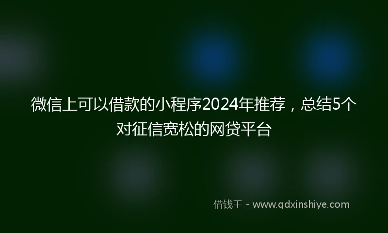 微信上可以借款的小程序2024年推荐，总结5个对征信宽松的网贷平台