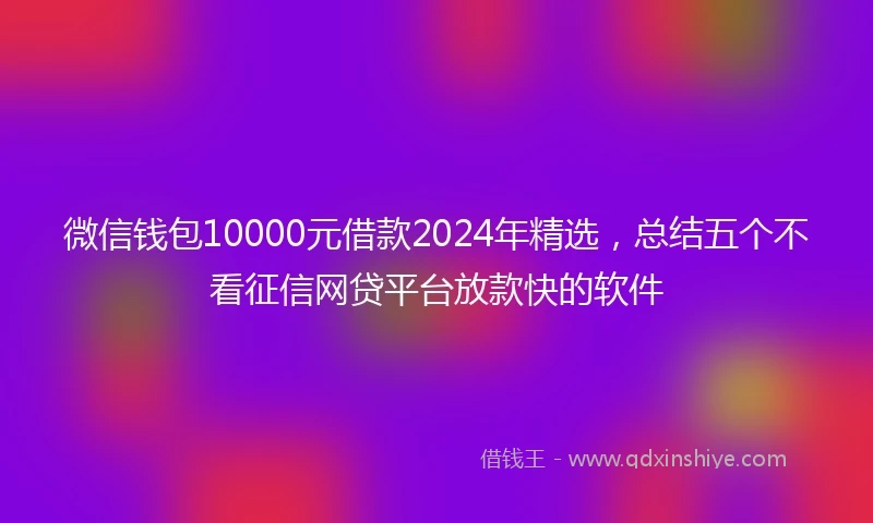 微信钱包10000元借款2024年精选,总结五个不看征信网贷平台放款快的软件