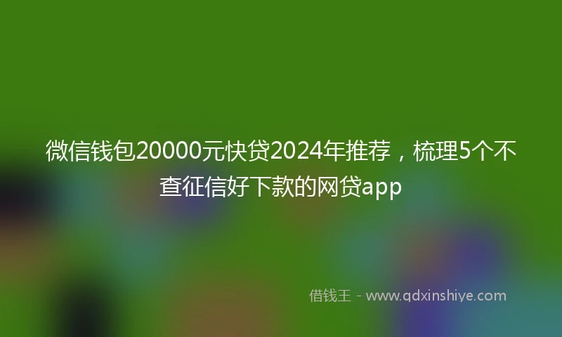 微信钱包20000元快贷2024年推荐,梳理5个不查征信好下款的网贷app