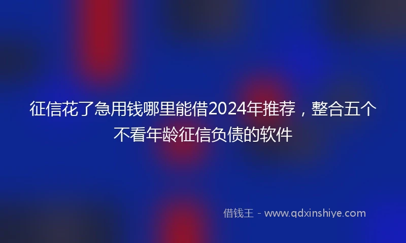 征信花了急用钱哪里能借2024年推荐，整合五个不看年龄征信负债的软件