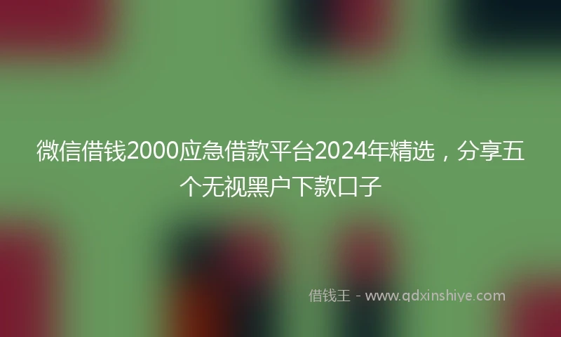 微信借钱2000应急借款平台2024年精选，分享五个无视黑户下款口子