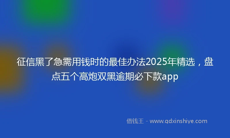 征信黑了急需用钱时的最佳办法2025年精选，盘点五个高炮双黑逾期必下款app