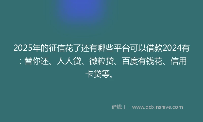 2025年的征信花了还有哪些平台可以借款2024有：替你还、人人贷、微粒贷、百度有钱花、信用卡贷等。